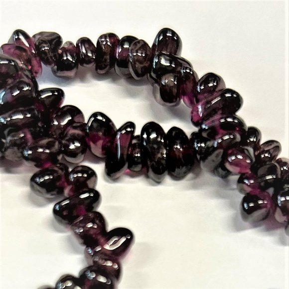 Cranberry Red Genuine Garnet Polished Stone Strand 16" - Picture 2 of 3